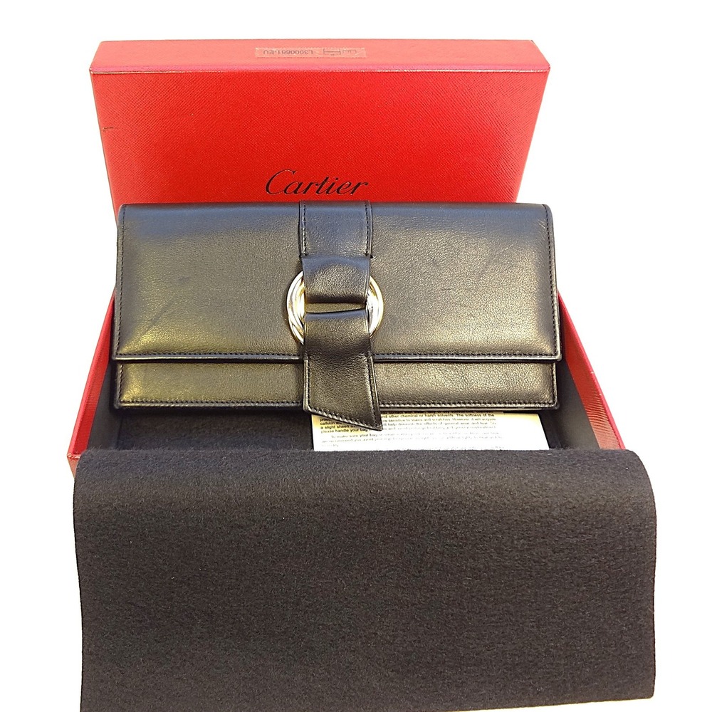 Cartier Trinity Long Wallet Black calf Leather Original Box and Dust Bag and COA